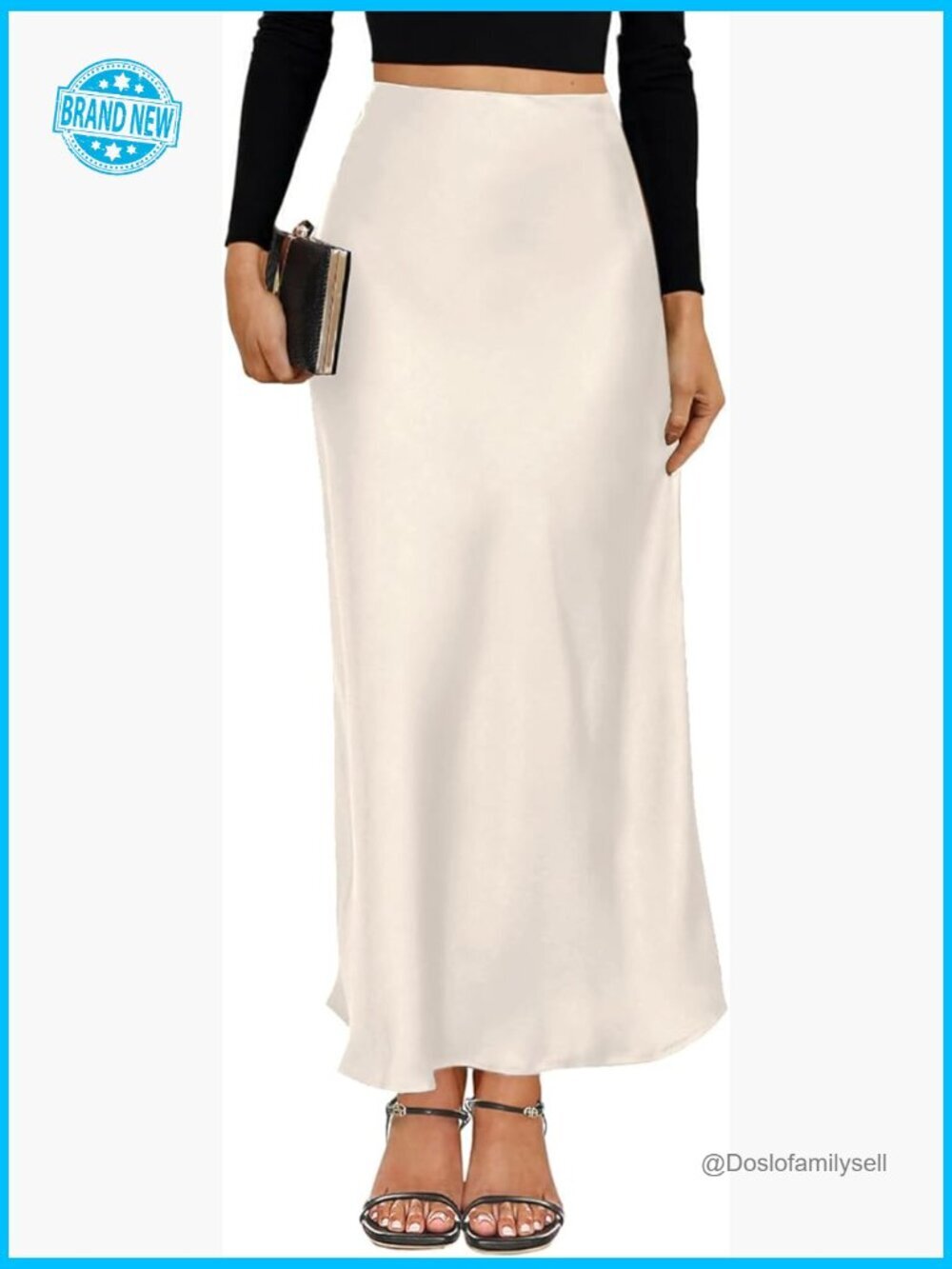 Satin High Waisted Maxi Skirt A-Line Silk Spring Summer Long Skirt Casual